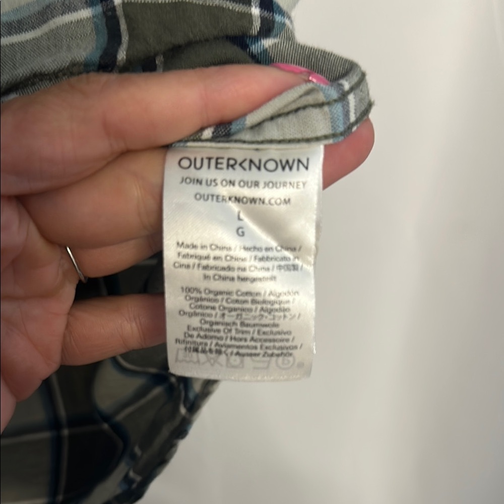 Outerknown Green plaid Casual Button down Shirt - Picture 3 of 4